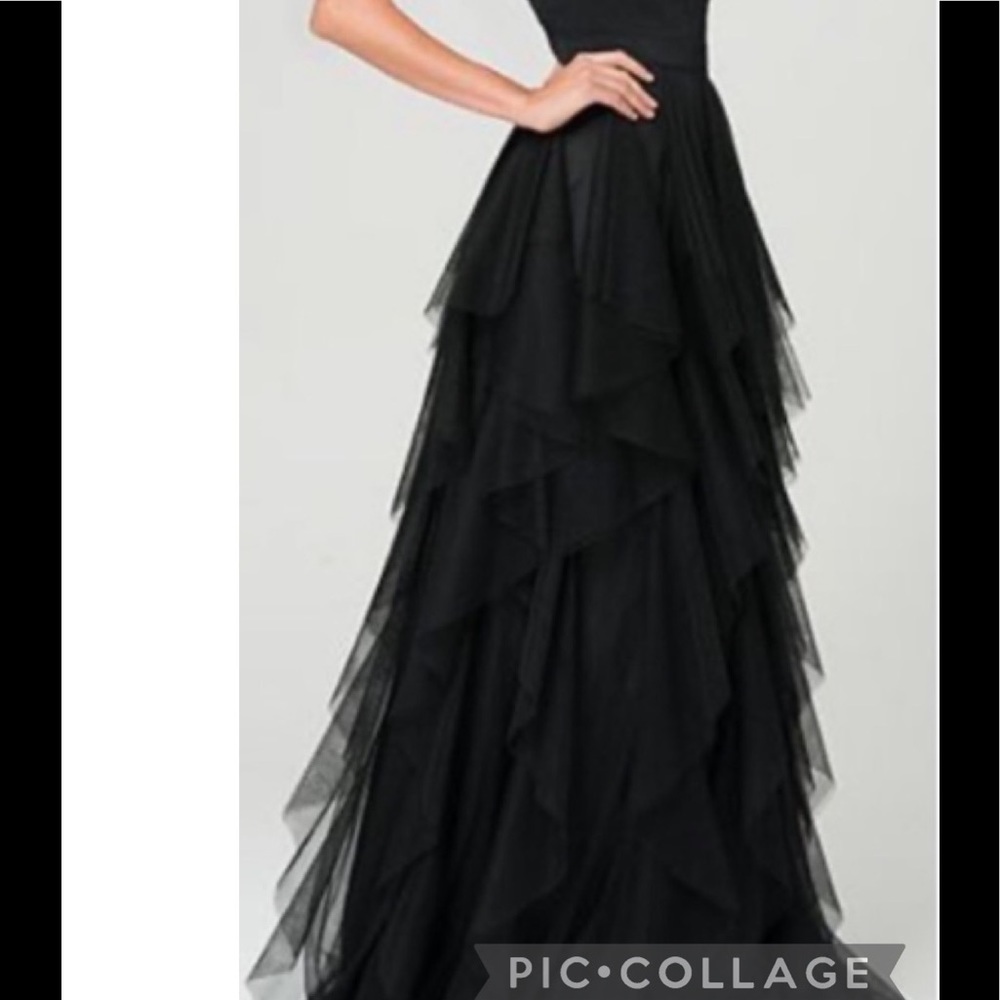 Aidan Mattox long layers mesh long skirt - Picture 4 of 6